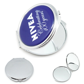 Round Metal Full Color Cosmetic Pocket Mirror