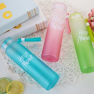 Colorful Candy Color Frosted Glass Water Drinking Bottle Volume 450ML/15OZ