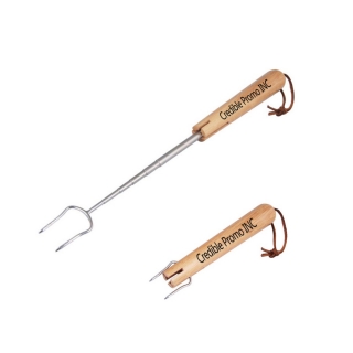 Wood Handle Telescopic BBQ Fork