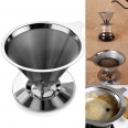 Stainless Steel Coffee Filter Pour Over Coffees Dripper Double Layer Mesh Filter Cup Stand