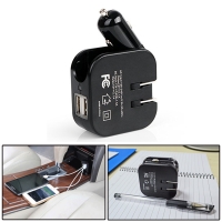 USB Ports 2-in-1 Portable Travel Car Charger Adapter