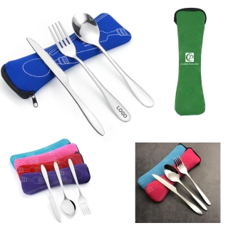 Portable Stainless Steel 3 Pieces Cutlery Set for Camping