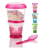 2-In-1 Breakfast Drink Cup Cereal Yogurt Cup With Spoon