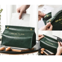 Custom LOGO Soft PU Leather Tissue Box