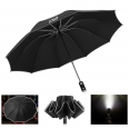 10 Ribs Automatic Fold Inverted Umbrella With LED Flashlight Reflective Stripe