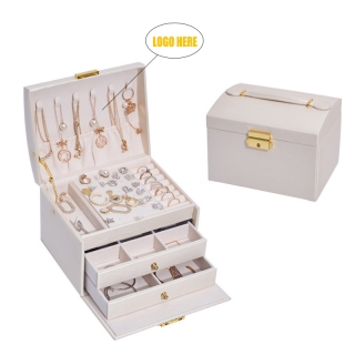 3 Layer Jewelry Organizer Box with Lock