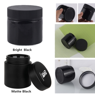 3OZ UV Child Resistant Matte or Bright Painted Black Glass Jar