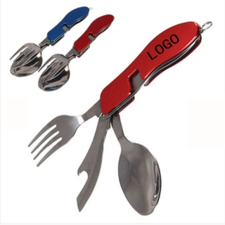 3-in-1 Stainless Steel Folding Spoon, Fork And Knift Set