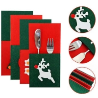 Christmas Felt Silverware Holders Pocket Decor Bag