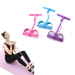 4-Tube Foot Pedal Resistance Band Sit-up Pull Rope Puller