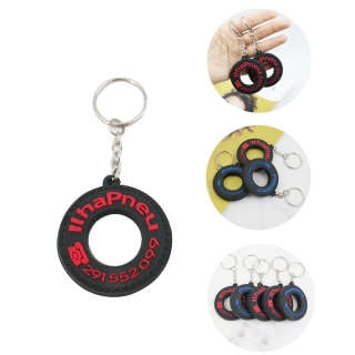 Double Sided Logo PVC Soft Rubber 3D Tire Keychain Keyring