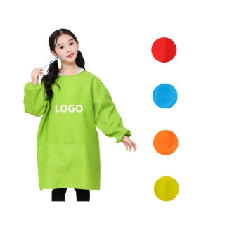 Children's Waterproof Long Sleeves Painting Smock With Pocket