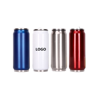 Hot Sale Stainless Steel Cola Can Shape Thermos Cup With Reusable Straw