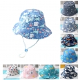 Girls and Boys Printed Sun Boonie Hat Kids Summer Cotton Fisherman Cap