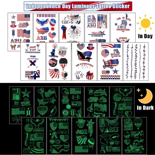 Custom Fourth Of July Waterproof Luminous Patriotic Tattoo Sticker