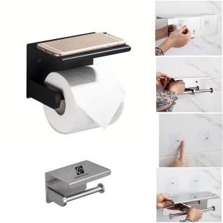 Stainless Steel Tissue Holder Punch-Free Storage Rack Phone Holder