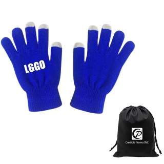 Touch Screen Gloves With Drawstring Pouch