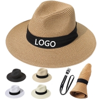 Women Men Wide Brim Straw Panama Hat