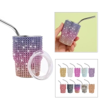 3oz Diamond Tumbler Shot Glass with Straw