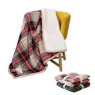 Tartan Flannel Blanket Sherpa Fleece Throw Blanket