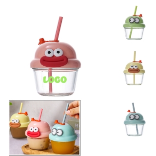 7oz Lovely Glass with Silicone Straw and Lid