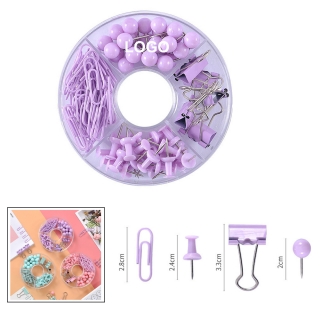 Macaron Paper Clips Long Tail Clips Thumbtack Push Pin Pack for Office（84pcs）