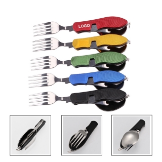 Portable Stainless Steel Spoon, Fork, Knife & Bottle Opener Combo Set