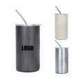 Stainless Steel Vacuum Double Layer Cup With Straw